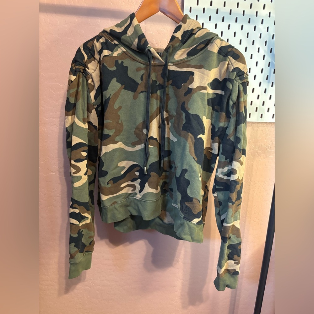 Veronica Beard Camo Print Hoodie Sweatshirt - Green, Brown, Black